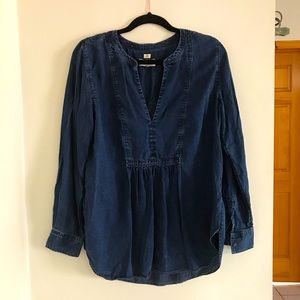 Loft Softened Shirt Chambray Long Sleeve Medium